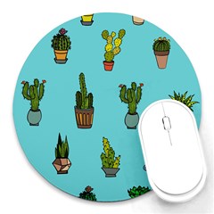 Succulents Teal Back Round Mousepads by Jancukart