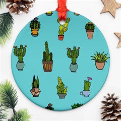 Succulents Teal Back Ornament (round) by Jancukart