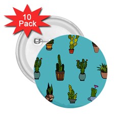 Succulents Teal Back 2 25  Buttons (10 Pack) 