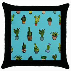 Succulents Teal Back Throw Pillow Case (black) by Jancukart