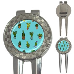 Succulents Teal Back 3-in-1 Golf Divots by Jancukart