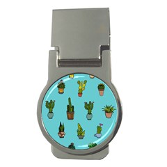 Succulents Teal Back Money Clips (round)  by Jancukart