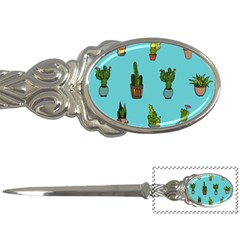 Succulents Teal Back Letter Opener by Jancukart