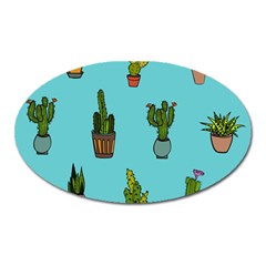 Succulents Teal Back Oval Magnet