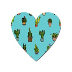 Succulents Teal Back Heart Magnet