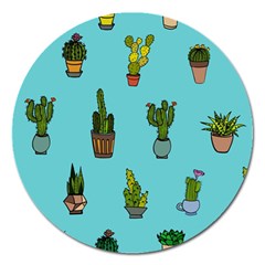 Succulents Teal Back Magnet 5  (round)