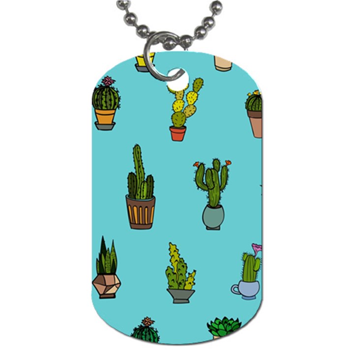 Succulents Teal Back Dog Tag (Two Sides)