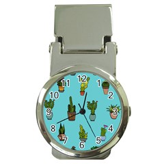 Succulents Teal Back Money Clip Watches