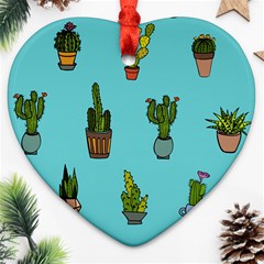 Succulents Teal Back Heart Ornament (two Sides) by Jancukart