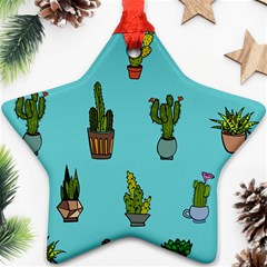 Succulents Teal Back Star Ornament (two Sides)