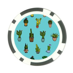 Succulents Teal Back Poker Chip Card Guard