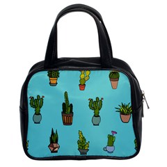 Succulents Teal Back Classic Handbag (two Sides)