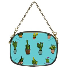 Succulents Teal Back Chain Purse (two Sides)