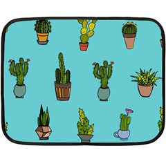 Succulents Teal Back Double Sided Fleece Blanket (mini)  by Jancukart