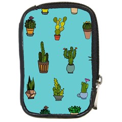 Succulents Teal Back Compact Camera Leather Case