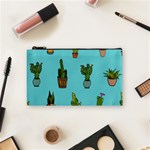 Succulents Teal Back Cosmetic Bag (Small) Front