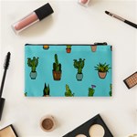 Succulents Teal Back Cosmetic Bag (Small) Back