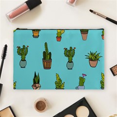 Succulents Teal Back Cosmetic Bag (large)