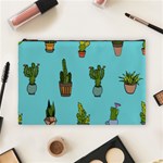 Succulents Teal Back Cosmetic Bag (Large) Front