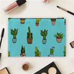 Succulents Teal Back Cosmetic Bag (Large) Back