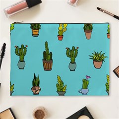 Succulents Teal Back Cosmetic Bag (xl)