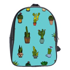 Succulents Teal Back School Bag (large)