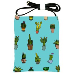 Succulents Teal Back Shoulder Sling Bag