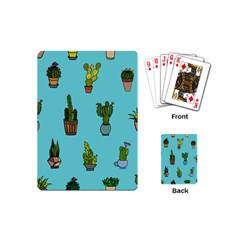 Succulents Teal Back Playing Cards Single Design (mini) by Jancukart