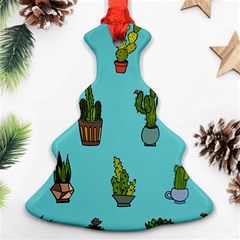 Succulents Teal Back Christmas Tree Ornament (two Sides)