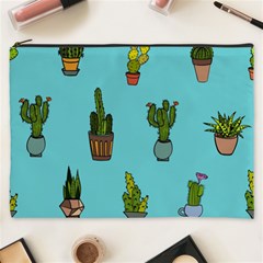 Succulents Teal Back Cosmetic Bag (xxxl)