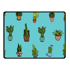 Succulents Teal Back Double Sided Fleece Blanket (small)  by Jancukart