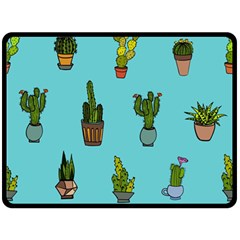 Succulents Teal Back Double Sided Fleece Blanket (large)  by Jancukart