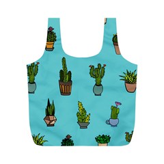 Succulents Teal Back Full Print Recycle Bag (m)