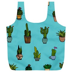 Succulents Teal Back Full Print Recycle Bag (xl)