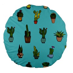 Succulents Teal Back Large 18  Premium Flano Round Cushions