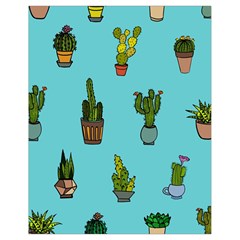 Succulents Teal Back Drawstring Bag (small)