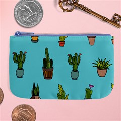 Succulents Teal Back Large Coin Purse