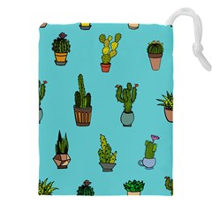 Succulents Teal Back Drawstring Pouch (4xl) by Jancukart