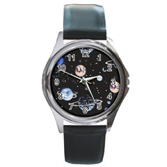 Cute-space Round Metal Watch