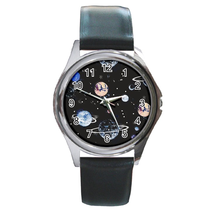 Cute-space Round Metal Watch