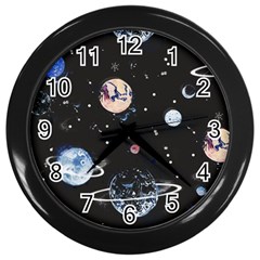 Cute-space Wall Clock (black)