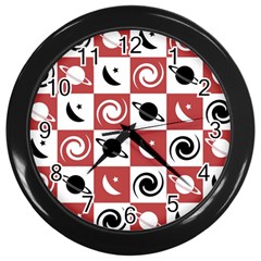 Space Pattern Colour Wall Clock (black)