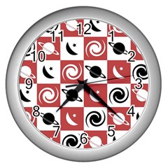 Space Pattern Colour Wall Clock (silver)