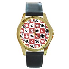 Space Pattern Colour Round Gold Metal Watch