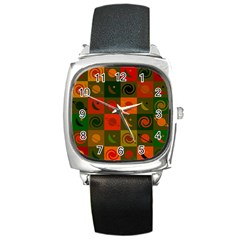 Space Pattern Multicolour Square Metal Watch