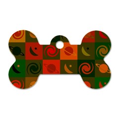 Space Pattern Multicolour Dog Tag Bone (two Sides)