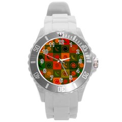 Space Pattern Multicolour Round Plastic Sport Watch (l) by Jancukart