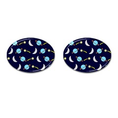 Space-pattern-colour Cufflinks (oval) by Jancukart