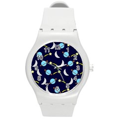 Space-pattern-colour Round Plastic Sport Watch (m) by Jancukart