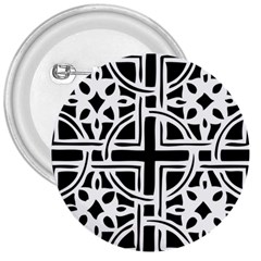 Black And White Geometric Geometry Pattern 3  Buttons